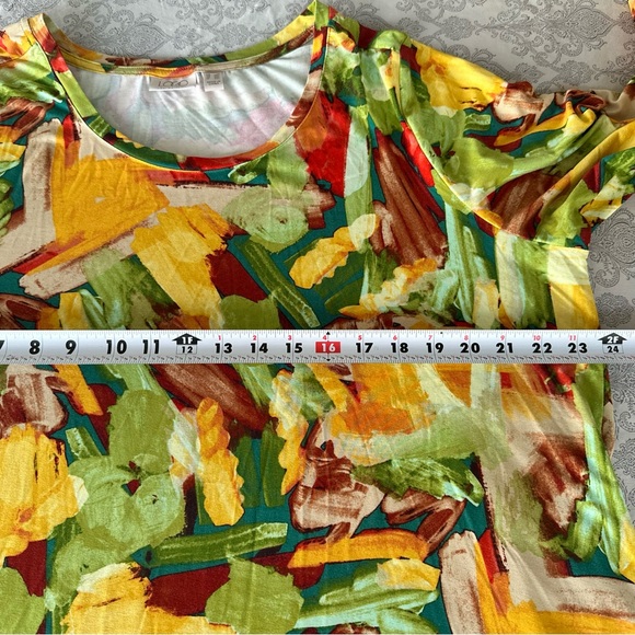 Logo by Lori Goldstein Colorful Abstract Long Sleeve Tunic Top 1X - Picture 6 of 8